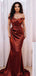 Unique Burgundy Off-Shoulder Mermaid Long Prom Dress Ideas, Evening Party Dresses,WGP1951