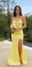 Classy Yellow Strapless Prom Gown with Sweetheart Neckline and Side Slit Mermaid Style,WGP2096