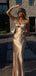 Sexy Champange Spaghetti Strap Mermaid Long Prom Dress Ideas, Evening Party Dresses,WGP1762