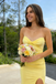 Classy Yellow Strapless Prom Gown with Sweetheart Neckline and Side Slit Mermaid Style,WGP2096