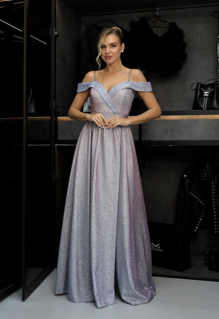 Unique Blue Off-Shoulder A-Line Long Prom Dress Ideas, Evening Party Dresses,WGP1878