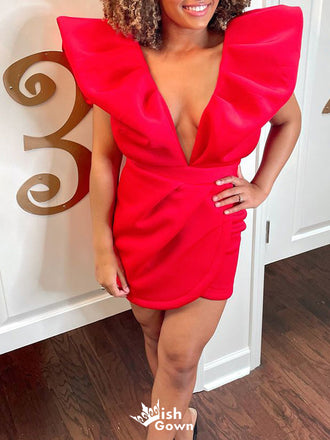 Sexy V-neck Sheath Short Mini Homecoming Dress,EPT624