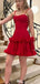 Elegant Spaghetii Strap A-line Short Mini Homecoming Dress,EPT632