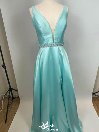 Elegant V-neck A-line Long Prom Dress Ideas, Evening Party Dresses,WGP1797