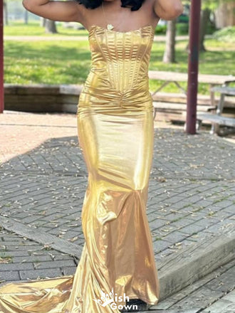 Sexy Strapless Mermaid Long Prom Dress Ideas, Evening Party Dresses,WGP1812