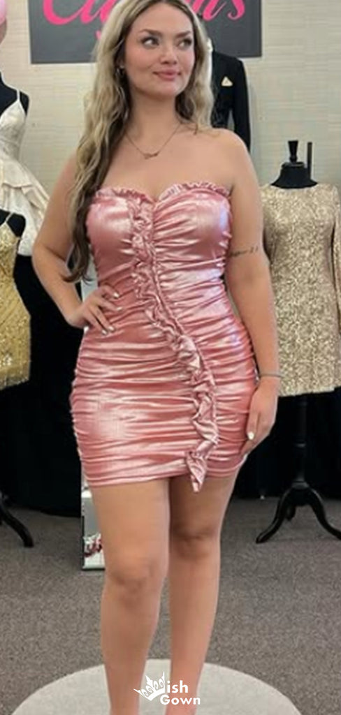 Elegant Strapless Sheath Short Mini Homecoming Dress,EPT652