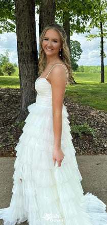 Unique Sweetheart Spaghetti Strap A-line Long Prom Dress Ideas, Evening Party Dresses,WGP1180