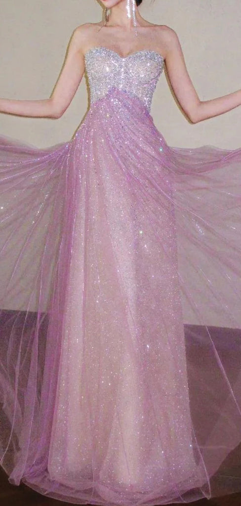 Sparkly Pink Sweetheart Mermaid Long Prom Dress Ideas, Evening Party Dresses,WGP1910