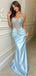 Elegant Blue Spaghetti Strap Mermaid Long Prom Dress Ideas, Evening Party Dresses, WGP2026