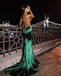 Sexy Green Spaghetti Strap Mermaid Long Prom Dress Ideas, Evening Party Dresses, WGP1998