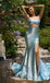 Unique Blue Spaghetti Strap Mermaid Side Slit Long Prom Dress Ideas, Evening Party Dresses,WGP1880