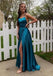 Popular Blue Spaghetti Strap Mermaid Side Slit Long Prom Dress Ideas, Evening Party Dresses, WGP1999