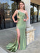 Elegant Green One-Shoulder Mermaid Long Prom Dress Ideas, Evening Party Dresses,WGP1987