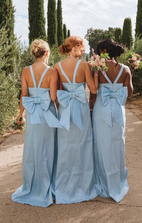 Elegant Blue Spaghetti Strap Sleeveless Mermaid Long Bridesmaid Dresses Online,WGM450