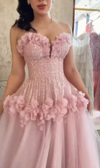 Elegant Pink Sweetheart A-Line Long Prom Dress Ideas, Evening Party Dresses,WGP1947