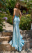 Unique Blue Spaghetti Strap Mermaid Side Slit Long Prom Dress Ideas, Evening Party Dresses,WGP1880