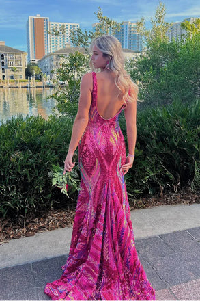 Unique Pink Spaghetti Strap Mermaid  Long Prom Dress Ideas, Evening Party Dresses,WGP1726