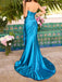 Unique Blue Sweetheart Mermaid Side Slit Long Prom Dress Ideas, Evening Party Dresses,WGP1923