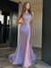 Elegant Champagne One-Shoulder Mermaid Side Slit Long Prom Dress Ideas, Evening Party Dresses, WGP2000