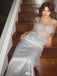 Shiny Silver Spaghetti Strap Mermaid Long Prom Dress Ideas, Evening Party Dresses,WGP1750