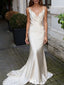 Elegant White Spaghetti Strap Mermaid Long Prom Dress Ideas, Evening Party Dresses,WGP1949