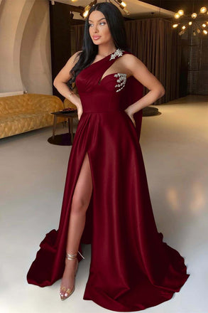 Elegant Green One-Shoulder Mermaid Long Prom Dress Ideas, Evening Party Dresses, WGP2030