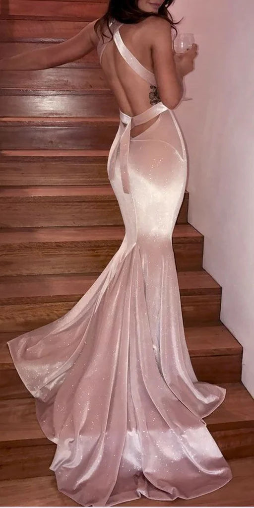 Sexy Pink V-Neck Mermaid Long Prom Dress Ideas, Evening Party Dresses,WGP1950
