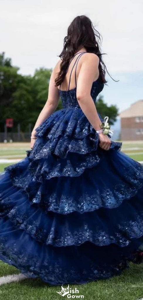 Elegant One-shoulder Lace A-line Long Prom Dress Ideas, Evening Party Dresses,WGP1241