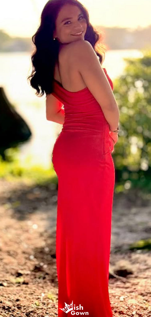 Formal One-shoulder Mermaid Long Prom Dress Ideas, Evening Party Dresses,WGP1234