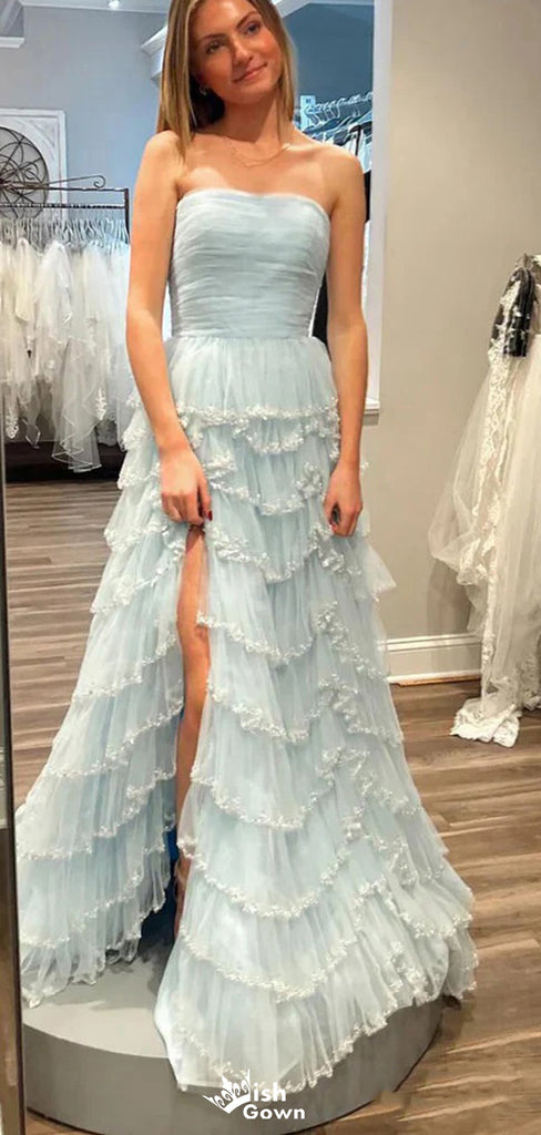 Gorgeous Strapless A-Line Long Prom Dress Ideas, Evening Party Dresses,WGP1110