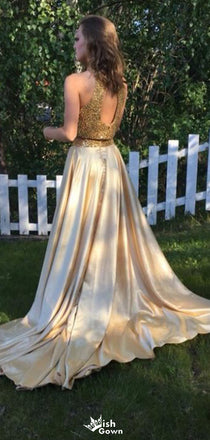 Formal Halter Open-back A-line Long Prom Dress Ideas, Evening Party Dresses,WGP1260