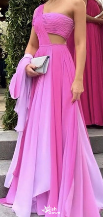 Elegant One-shoulder Unique A-line Long Prom Dress Ideas, Evening Party Dresses,WGP1265