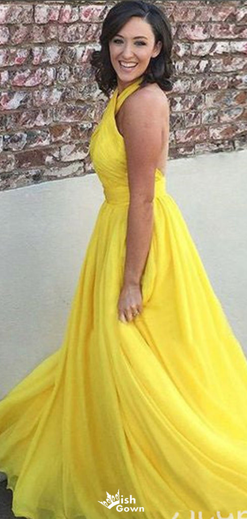 Elegant Halter Backless A-line Long Prom Dress Ideas, Evening Party Dresses,WGP1268