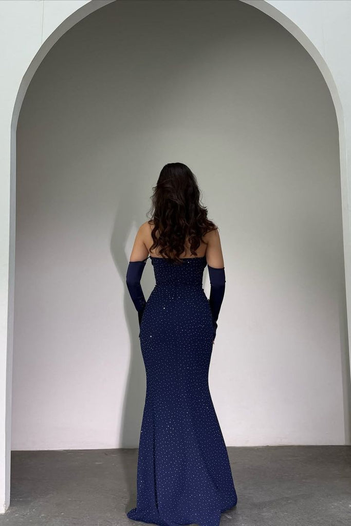 Sexy Navy Sweetheart Mermaid Long Prom Dress Ideas, Evening Party Dresses,WGP1853