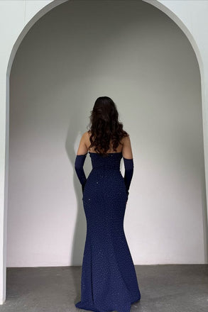 Sexy Navy Sweetheart Mermaid Long Prom Dress Ideas, Evening Party Dresses,WGP1853