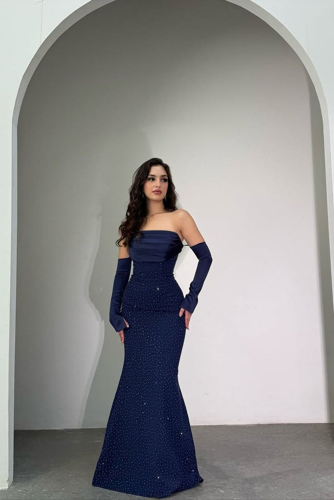 Sexy Navy Sweetheart Mermaid Long Prom Dress Ideas, Evening Party Dresses,WGP1853