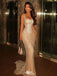 Sparkly Champagne Gold Sequin Prom Dress Fancy Square Sleeveless Formal Gown,WGP2069