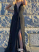 Sexy Halter Deep V-neck A-line Long Prom Dress Ideas, Evening Party Dresses,WGP1273