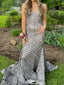 Unique V-neck Mermaid Long Prom Dress Ideas, Evening Party Dresses,WGP1297