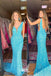 Stunning Blue Plunging Mermaid Party Dress Long Prom Dresses to Impress, WGP959