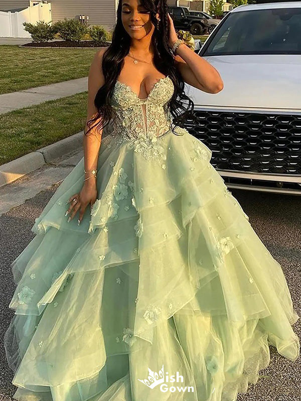 Gorgeous Sweetheart Spaghetti Strap Lace A-line Long Prom Dress Ideas, Evening Party Dresses,WGP1119
