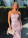 Sparkly Pink Sequin Bodycon Prom Dress Strapless Floor Length Party Gown,WGP2139