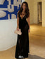 Sexy Black Cutout Prom Dress Sleeveless Mesh Maxi Gown with Ring Detail,WGP2122