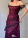Vintage Red Mermaid Off-shoulder Lace Popular Long Evening Dresses, Formal Dresses, Birthday Party, WGP600