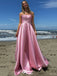 Elegant Spaghetti Straps Lace up Back A-line Long Party Dress Prom Dresses, WGP969
