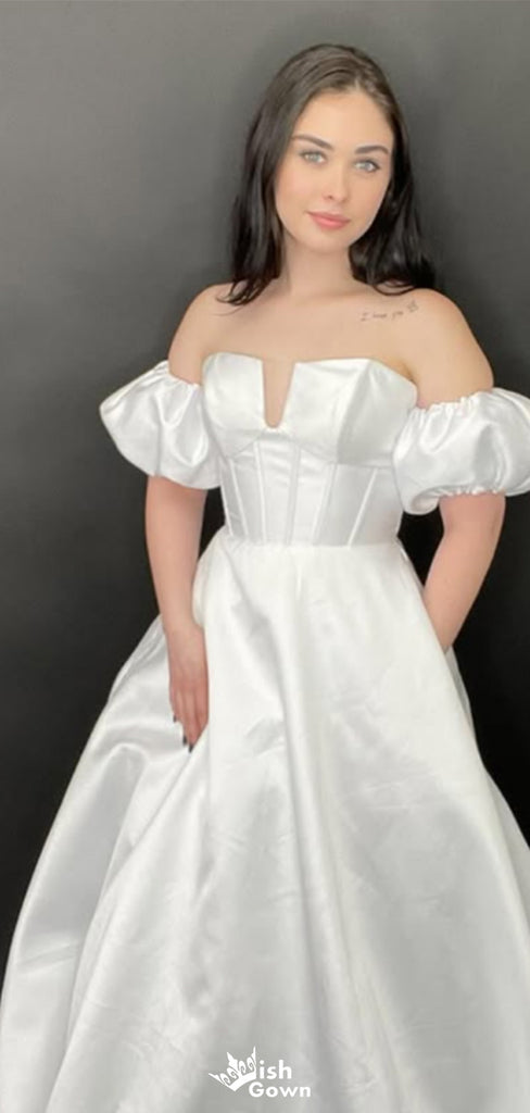 Gorgeous Off-shoulder Notched A-line Long Prom Dress Ideas, Evening Party Dresses,WGP1429