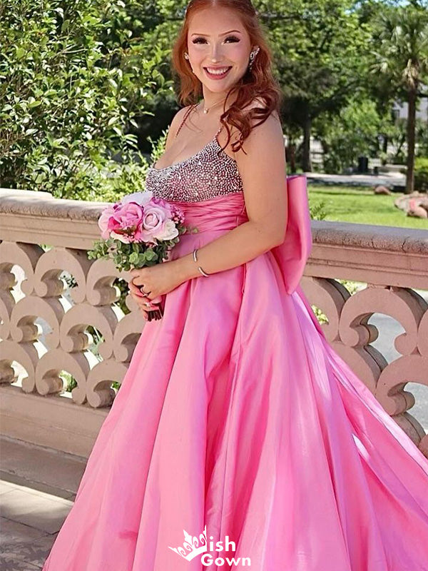Gorgeous Spaghetti Strap Scoop A-line Long Prom Dress Ideas, Evening Party Dresses,WGP1441