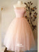 Elegant Light Pink Strapless Beaded Kneel Length Long Party Dress Prom Dresses,Evening Dress Online, WGP878