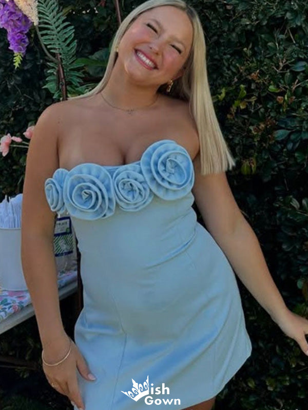 Elegant Strapless Unique Sheath Short Mini Homecoming Dress,EPT355