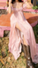 Elegant Pink Sweetheart Short Sleeve Lace Prom Dress with High Side Slit,WGP2153